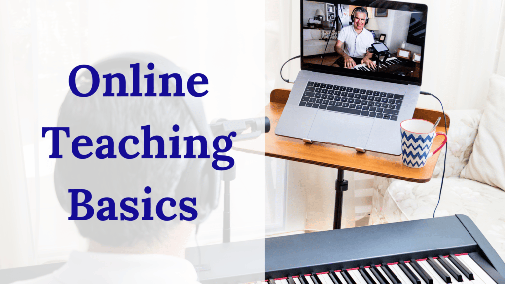 Man teaching a piano lesson online