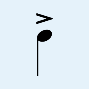 Accent symbol over quarter note