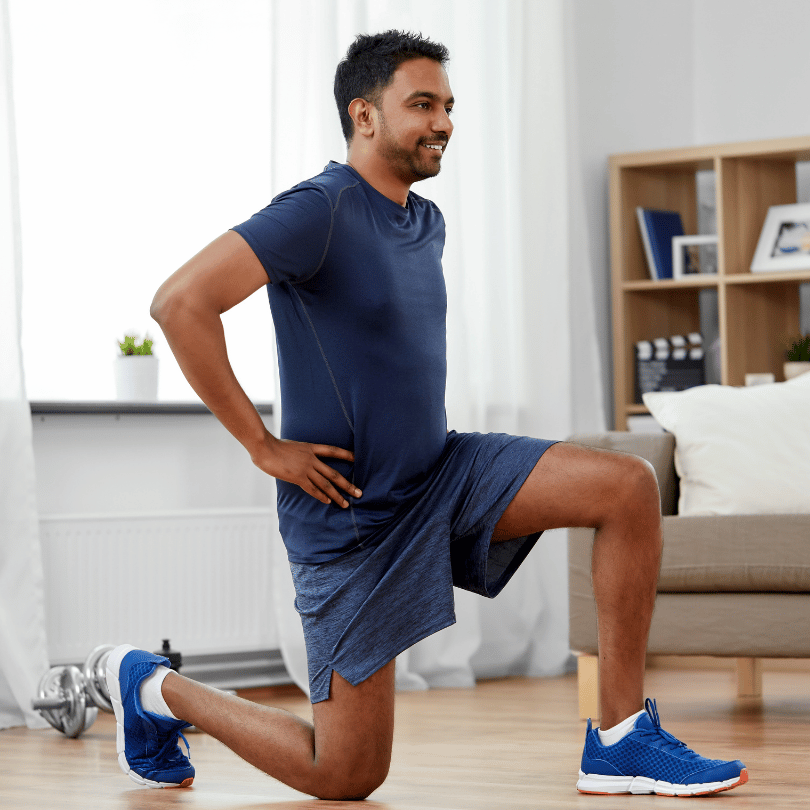 Man doing yoga or stretching